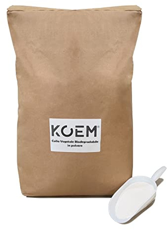 KOEM Colle en flocons Extra Forte Végétale Biodégradable pour affichage d'affiches, papier peint TNT sur mur, bois, métal, produit fabriqué en Italie (15 Kg)