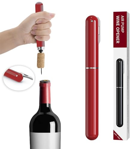 IPEROT Wine Bottle Opener, IPEROT Air Pressure Wine Corkscrew With Cutting Wine Bottle Foil Knife, Effortlessly Open Wine Bottles Without Damaging Corks, Easy-to-Use(Red)