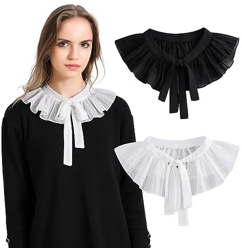 XEPST 2 Pièces Col Amovible pour Femme, Col de Chemisier pour Robe, Faux Col Cape Demi Chemises Col Élégant pour Femmes Filles