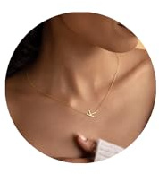 MOMOL Sideways Gold Initial Necklace for Women 18K Gold Plated Stainless Steel Dainty Letters K Pendant Personalized Name Necklaces