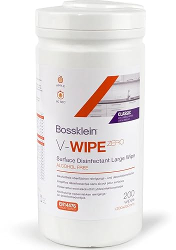 Bossklein V-Wipe Zero Surface Disinfectant Alcohol Free Wipe - Tub Of 200 Wipes