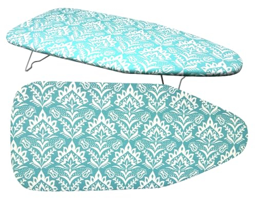 Mini Tabletop Ironing Board - Ironing Laundry Clothes | Adjustable Height, 100% Cotton Cover, Steel Net Board, Sewing Accessory | Lightweight For Travel & Foldable For Easy Storage