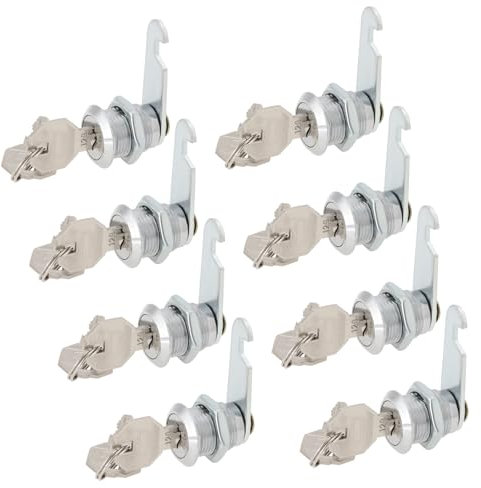 SG Store Paquet de 8 Serrures à Came de 20mm avec Clés Serrure à Barillet en Alliage de Zinc Remplacements de Serrure d'armoire pour Boîte à Outils Tiroirs Boîtes Aux Lettres Casier Classeur