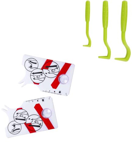 RNXSIB 2er-Set Zeckenkarten und Zeckenhaken 3er-Setm, Kleine Zeckenkarte, Zeckenhaken, Zeckenkarte Mit Vergrößerungsglas, Zeckenkarten für Menschen, Kinder, Hunde und Katzen