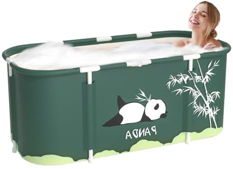 Sinbide Baignoire pliable pour adultes, 115 x 60 cm, installation facile, bac pliable écologique, idéal pour la détente domestique et spa, baignoire adulte (vert)