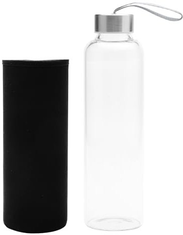 DAWRIS Gourde en verre 550 ml avec housse en néoprène borosilicate Bouteille d'eau en verre pour boissons gazeuses, bureau, école, sport