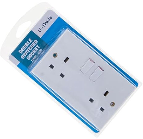U-Trade 2-Gang White Double Switch Socket 13AMP 240V – Power Outlet for Home & Office. (2 GANG SOCKET)