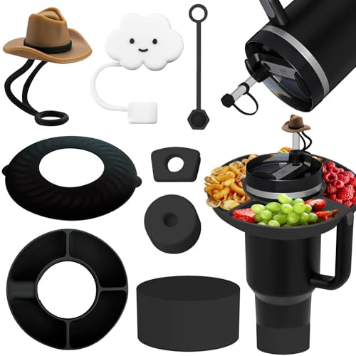 Sunshine smile 8 Stück Snackteller mit Deckel für Stanley Cup 40oz,Stanley Cup Snackschale, Zubehör Stanley Cup,Silikonhülle für Stanley Cup,Snackschale für Stanley Cup Zubehör,Snack Tray