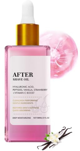 Strawberry Vanilla After Shave Oil for Smooth Skin, Soft Serve After Shave Oil with Hyaluronic Acid & Peptides to Soothe Razor Burn, for Women Prevent Ingrown Hairs & Dryness (1)