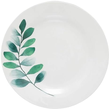 Secret de Gourmet - Lot de 6 Assiettes Plates Végétal 27cm Blanc