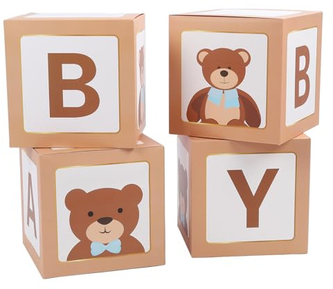 Kikumi Boîtes à Ballons Ours 11.81 Pouces, 4 Pièces, Fournitures de Fête pour Révélation du Sexe, Décorations de Fête, Boîte aux Lettres, Décoration D'anniversaire