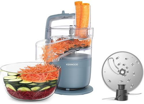 Kenwood MultiPro Compact – Robot da Cucina Multifunzione con Express Serve, Lama in Acciaio Inox, Dischi Affetta e Grattugia, Funzione Pulse, Blu Tempesta (FDP23.130GY)