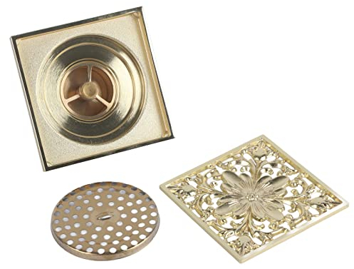 Antique Brass Square Floor Drain Shower Ground Drainer with Strainer Filter Drainage Clean for Bathroom Washroom