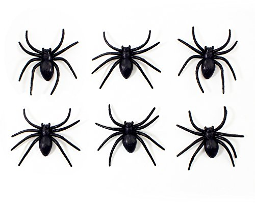Oblique Unique® 6X Spinnen Groß Schwarz Halloween Fasching Karneval Tisch Deko Scherz Artikel zum Gruseln und Erschrecken