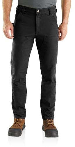 Carhartt Straight Fit Stretch Duck Double Front Pantalon utilitaire de travail, noir, 33W x 34L Homme