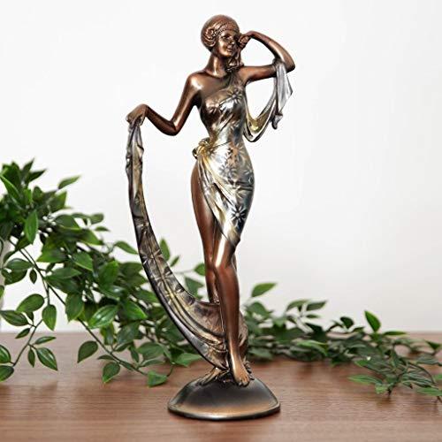 Maisonica Art Deco - Figura Decorativa (31 cm), diseño de Silueta de Dama de Bronce