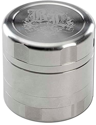 Black Leaf BL Deluxe Grinder 5-teilig Ø 59mm | hochwertiger Crusher aus rostfreiem Stahl | Premium Grinder mit Jeansbeutel und Bambus Box | Höhe 56mm
