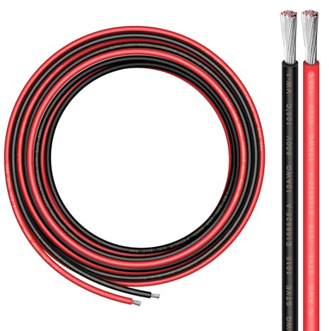 5,26mm2 Kabel, 10 AWG Kabel, iGreely 3m rot & 3m schwarz verzinntem Kupferdraht für Sonnenkollektor Audio Kraftfahrzeuge Anhänger Schifffahrt Kabelbaum Verkabelung