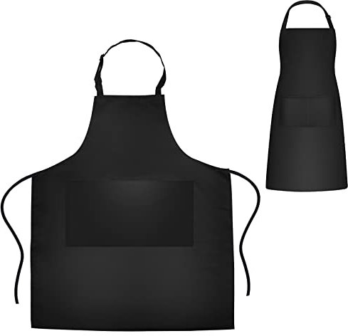 Apron, Aprons for Women Men Chef Black Kitchen Apron Adult Cooking Restaurant Aprons with Pockets Adjustable Strap 1 Pack