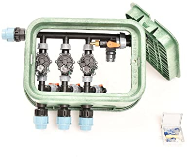 Plug&Rain Ventilbox mit 3 Rain Bird 100-DV Magnetventilen (3 Zonen) für 32 mm PE-Rohr Bewässerung, 24V AC Expert