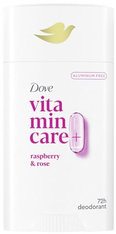 Dove VitaminCare+ Aluminum Free Deodorant Stick for 72H Odor Protection Raspberry & Rose Breathable Deodorant for Women 2.6 oz