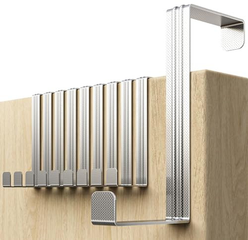 Menz Stahlwaren Over Door Hanger – Set of 10 - Silver Coat Hooks for Width 1.4 and 1.8 - Over Door Hook for Hanging Clothes, Coat Hooks