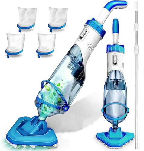 Cordless Handheld Pool Vacuum with Telescopic Pole, Rechargeable Hot Tub SPA Vacuum, 18GPM Powerful Suction, 60Min Runtime, Pools up to 88, Portable Pool Cleaner for Above Ground/Inground Pools