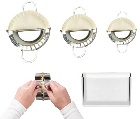 3-in-1 Dumpling Press, Pierogi Maker, and Empanada Maker Press, 304 Stainless Steel with 3 Sizes (4”, 5”, 6”) for Homemade Dumplings, Pastries and Empanada Mold Manual Pasta Makers