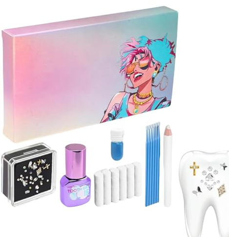 Zahnschmuck Set Mit Kleber Tooth Gem Kit Zahnstein Schmuck Tooth Gems Zahn Steinchen Set Zahnstein Set Zahnsteine Zahn Edelstein Set für Reflektierende Zahnverzierungs-Dekoration