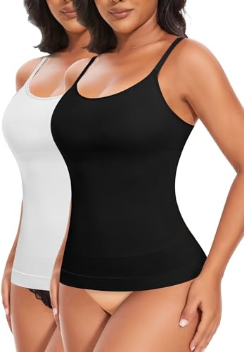 YARRCO Shape Canottiera da donna canotta snellente shapewear sportiva Camisole Shaping Camicia (nero + bianco, XL), Nero/Bianco, XL