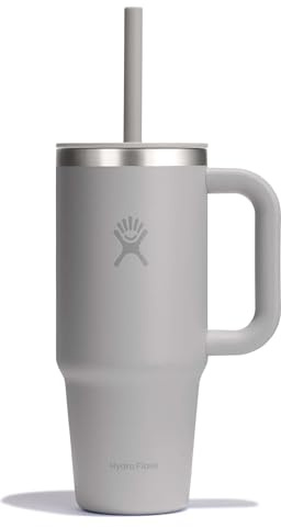 HYDRO FLASK - Travel Tumbler 709 ml (24 oz) with Closable Press-In Straw Lid - Stainless Steel - Double Wall Vacuum Insulated - Splash resistant lid - Birch