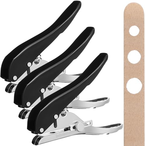 MorningRo 3 Pack Single Hole Punch Large Hole Punch 1/4 5/16 3/8 Inch Heavy Duty Hole Puncher Paper Punch Portable Hand Held Punch for Paper Cards Plastic Cardboard