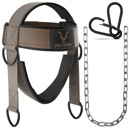 JAG GEARS Nacksträning - 7 mm neopren vadderad nacktränare med 110 cm lång justerbar stålkedja huvudsele för nackträning - huvudsele för gym