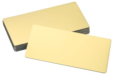 sourcing map 12 targhette vuote con nome, 9,9 x 5,1 cm, in metallo inciso al laser, forte adesivo, in alluminio anodizzato, targhette vuote personalizzate per cartelli fai da te, oro