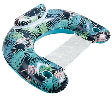 Poltrona da nuoto gonfiabile – Divano da piscina per adulti con portabevande, sedile grande | Design elegante, per feste in spiaggia, poltrona ad acqua monostrato per rilassarsi, accessorio estivo per