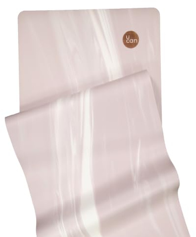Esterilla de Yoga Antideslizante | 183 x 68 cm | Colchoneta Gruesa de 5 mm para Pilates, Barre, HIIT y Entrenamiento Funcional | Superficie PU Eco-Friendly (Rosa Marmol, 183x68)