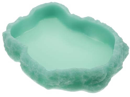 SHINEOFI Gamelle Lumineuse pour Décoration Intérieure Forme Ronde en Résine Verte, Facile à Nettoyer et Alimentation des Petites Tortues pour Reptiles