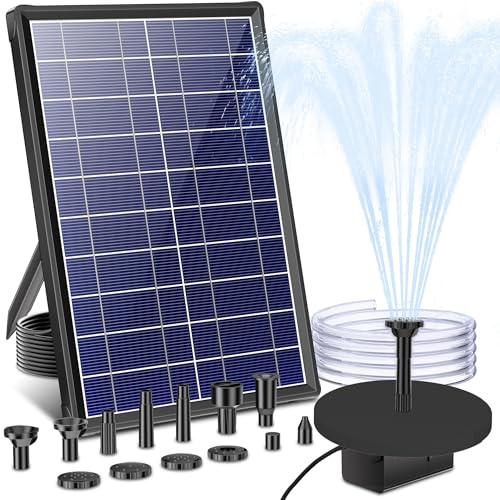 Biling Fontana solare per esterni, piccola pompa solare per laghetto da 7,5 W, con filtro, 10 ugelli, pompa solare per fontane galleggianti, fai da te, gioco d'acqua solare per fontane, stagno