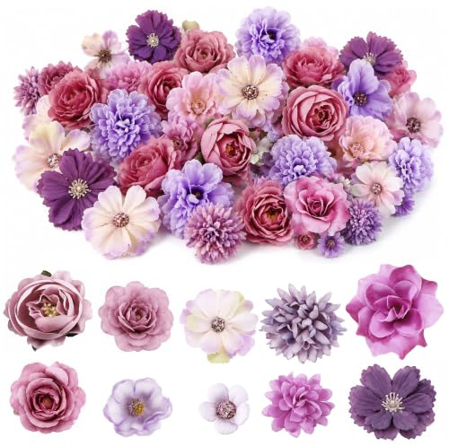 JSMTKJ 50 Cabezas de Flores Artificiales de Seda para Manualidades