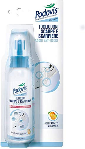 Podovis, Spray Togliodori Scarpe e Scarpiere, Elimina e Previene i Cattivi Odori, Non Macchia i Tessuti, con Estratti Naturali, 100 ml