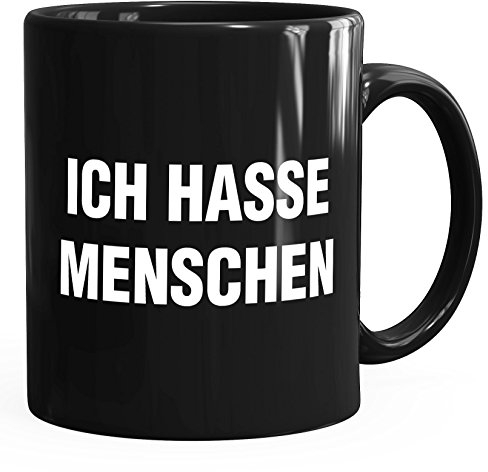 MoonWorks Ich Hasse Menschen Spruch Kaffee-Tasse schwarz Unisize
