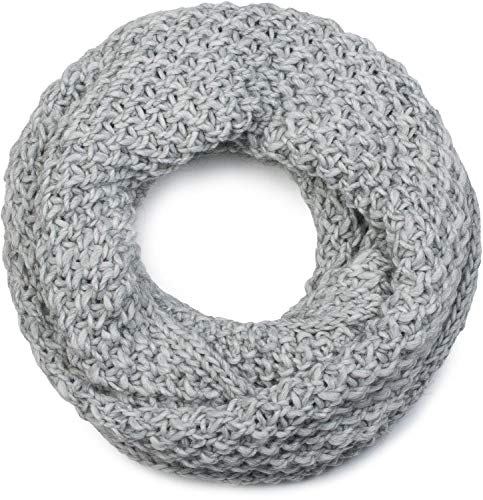 styleBREAKER Unisex Strick Loopschal grob gestrickt, Uni Schlauchschal, Winter Strickschal, Grobstrick Schal 01018157, Farbe:Hellgrau