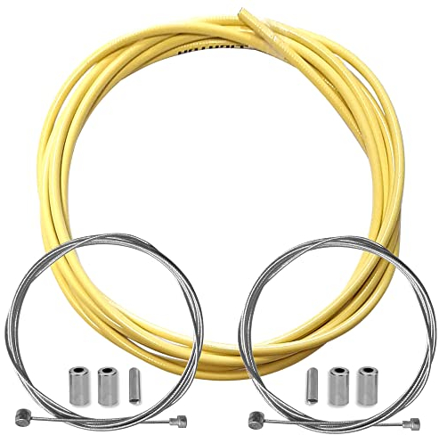 cyclingcolors Bremszughülle Bowdenzug Bremszug Hüllen 5mm mit Bremskabel Bremszug Kabelgehäuse Fahrrad MTB Rennrad City oldtimer, Gelb