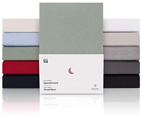 Blumtal® Premium Jersey Spannbettlaken 160x200cm Boxspringbett - Oeko-TEX zertifiziertes Spannbettlaken 160x200cm Baumwolle - Spannbetttlaken 160x200 Boxspringbett - Laken - Summer Green - Grün