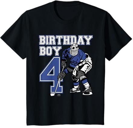 Kids 4 Year Old Ice Hockey Themed Birthday Party 4th Boy Gift T-Shirt