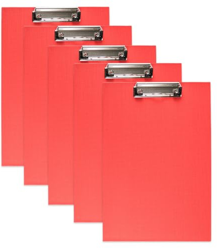 10 Stück DIN A4 Klemmbretter Schreibbrett Schreibunterlage Klemmmappe Schreibplatte (Rot)