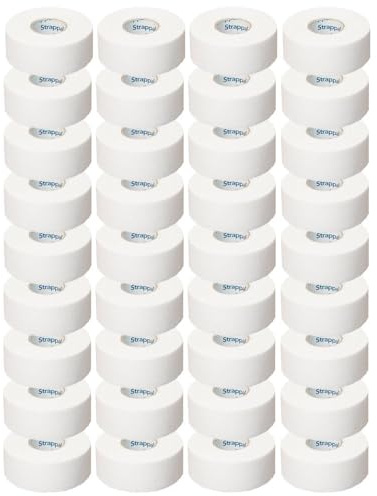 Strappal nastro taping sportivo anelastico professionale tape zigrinato all’ossido di zinco per bendaggi funzionali, stabilizzazione articolare, fisioterapia e sport | latex free | 2,5 cm x10 m 36 pz