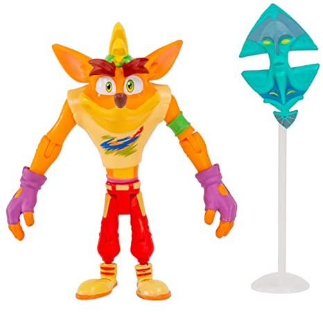 BANDAI Crash Bandicoot Action Figure Retro Crash With Mask | Giocattolo retrò da 11 cm con maschera e accessori | Verde, viola, rosso