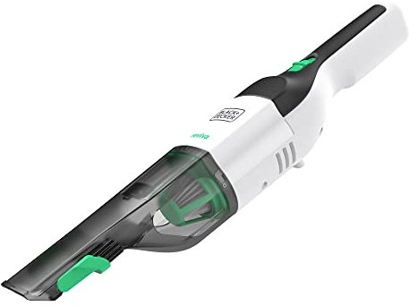 BLACK+DECKER reviva Akku-Handstaubsauger (7,2V, 2.0Ah, nachhaltiges Gehäuse aus 50V% recyceltem Plastik, im Slim Design, mit ausklappbarer Polsterbürste, inkl. Ladegerät) REVHV8CA