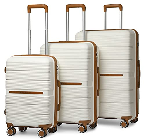 British Traveller 3PCS Suitcase Set 28+24+20 Inch, Hardshell PP Luggage Set